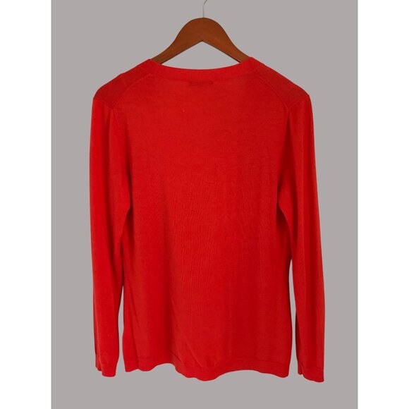 Lafayette 148 New York Red Cashmere & Silk Tie-Front Cardigan Sweater M - Picture 6 of 8